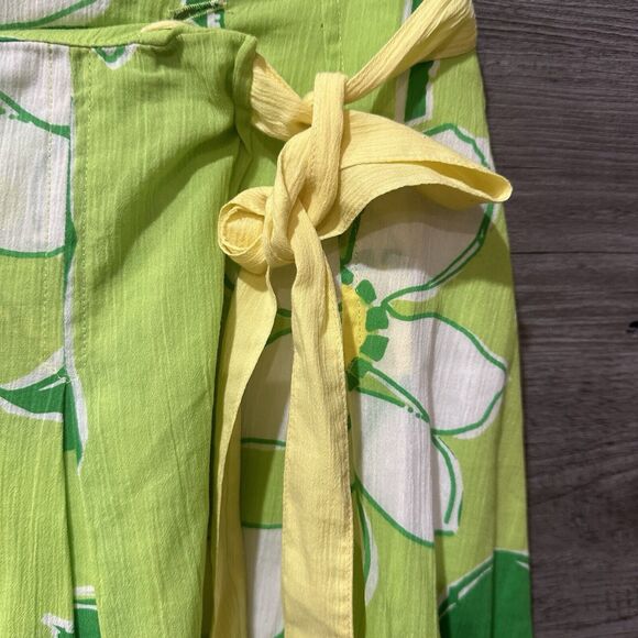 Lilly Pulitzer Women’s A-Line Pleated Wrap Skirt Sz 4 Green Floral Daisy - Picture 4 of 8